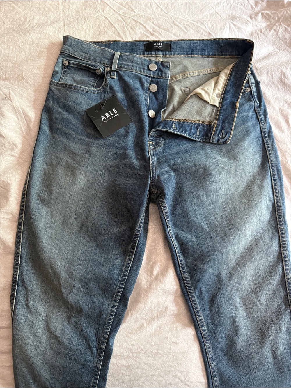 Able Women's Skinny Jeans in Washed Blue Denim